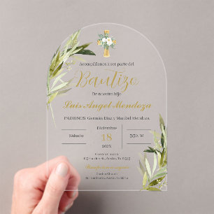 Invitations En Acrylique Baptême espagnol garçon