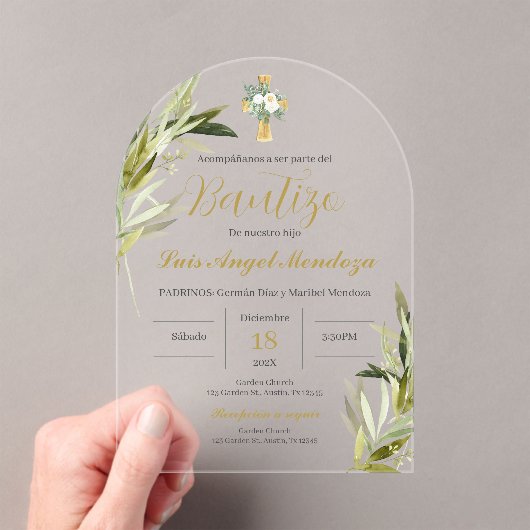 Invitations En Acrylique Baptême espagnol garçon (In situ (ordinateur de poche))