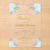 Invitations En Acrylique Baptême espagnol garçon (Recto)