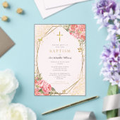 Invitations En Acrylique Baptême Fille Bébé Fleur Rose (Insitu (Mariage))