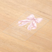 Invitations En Acrylique Baptême Fille Rose Ruban (Poser)