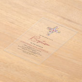 Invitations En Acrylique Baptême Fleur sauvage Dusty Rose Rose vert (Poser)