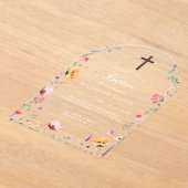 Invitations En Acrylique Baptême Fleur sauvage élégant (Poser)