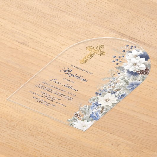 Invitations En Acrylique Baptême hiver clair (Poser)