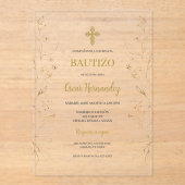 Invitations En Acrylique Baptême minimaliste acrylique espagnol (Recto)