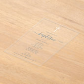 Invitations En Acrylique Baptême minimaliste Dusty Bleu Christening (Poser)