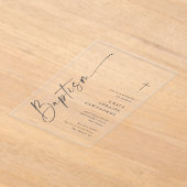 Invitations En Acrylique Baptême Moderne Élégant Script (Poser)