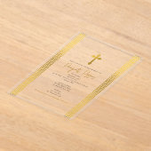Invitations En Acrylique Baptême Orthodoxe Clé Grecque Or (Poser)
