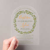 Invitations En Acrylique Baptême personnalisé couronne d'olive (In situ (ordinateur de poche))