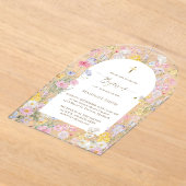 Invitations En Acrylique Baptism watercolor meadow flowers (Poser)