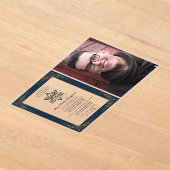 Invitations En Acrylique BAR ACRYLIQUE MITZVAH Photo Bleu Or Élégant Modern (Poser)