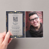 Invitations En Acrylique BAR ACRYLIQUE MITZVAH Photo Marine Gold Elegant Mo (In situ (ordinateur de poche))