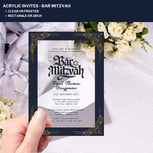 Invitations En Acrylique BAR MITZVAH Acrylique Clair Luxe Minimaliste