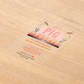 Invitations En Acrylique Barbecue BBQ Funny Cochon été fête d'anniversaire (Poser)