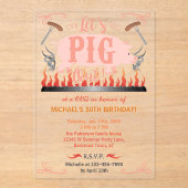 Invitations En Acrylique Barbecue BBQ Funny Cochon été fête d'anniversaire (Recto)