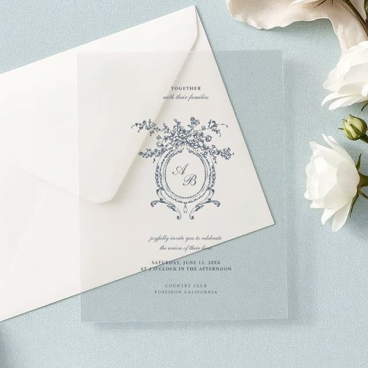 Invitations En Acrylique Baroque Elegant Crest Ornament Minimalist Wedding