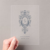 Invitations En Acrylique Baroque Ornament Crest Calligraphy Wedding (In situ (ordinateur de poche))