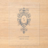 Invitations En Acrylique Baroque Ornament Crest Calligraphy Wedding (Recto)