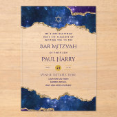 Invitations En Acrylique BARRE ACrylique claire MITZVAH Galaxy Starry Night (Recto)