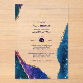Invitations En Acrylique BARRE ACrylique claire MITZVAH Galaxy Starry Night (Recto)