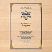Invitations En Acrylique BARRE ACrylique MITZVAH Marine Gold Classy (Recto)