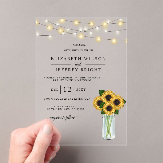 Invitations En Acrylique Barre Bois Chaîne Lumières Mariage (In situ (ordinateur de poche))
