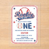 Invitations En Acrylique Baseball Rookie of the Year 1st Birthday Party (Recto)