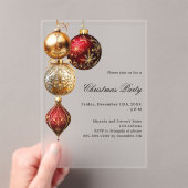 Invitations En Acrylique Baubles d'or rouge fête de Noël gelé (In situ (ordinateur de poche))