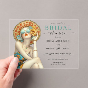 Invitations En Acrylique Beach Glam by the Sea Fête des mariées Pool Party