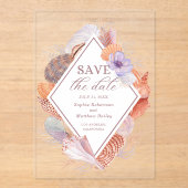 Invitations En Acrylique Beach Seashells Aquarelle Côte Chic Mariage (Recto)