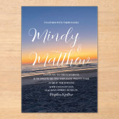 Invitations En Acrylique Beach Sunset Down Destination Blue Wedding (Recto)