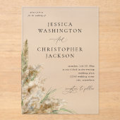 Invitations En Acrylique Beachy Boho Pampas Grass Mariage V2 (Recto)