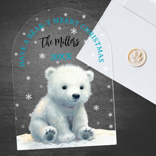 Invitations En Acrylique Bear-y Merry Christmas Polar Bear Christmas Card
