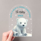 Invitations En Acrylique Bear-y Merry Christmas Polar Bear Christmas Card (In situ (ordinateur de poche))