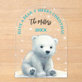 Invitations En Acrylique Bear-y Merry Christmas Polar Bear Christmas Card (Recto)