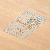 Invitations En Acrylique Bearly Wait Blue Boy Baby shower (Poser)