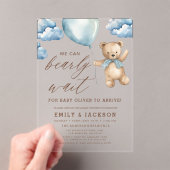 Invitations En Acrylique Bearly Wait Neutre Beige & Baby shower Garçon Bleu (In situ (ordinateur de poche))
