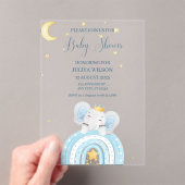 Invitations En Acrylique Beau baby shower bleu éléphant (In situ (ordinateur de poche))
