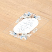 Invitations En Acrylique Beau Baby shower Floral Boho Blue (Poser)