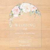 Invitations En Acrylique Beau Blush & Ivory Floral Mariage (Recto)