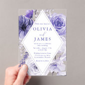 Invitations En Acrylique Beau Mariage de cadre Floral Indigo (In situ (ordinateur de poche))