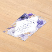 Invitations En Acrylique Beau Mariage de cadre Floral Indigo (Poser)