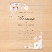 Invitations En Acrylique Beau Mariage floral doux (Recto)