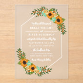 Invitations En Acrylique Beau Mariage floral Hexagon (Recto)