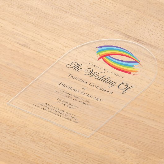 Invitations En Acrylique Beau Rainbow Abstrait Mariage (Poser)
