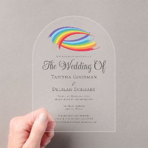 Invitations En Acrylique Beau Rainbow Abstrait Mariage