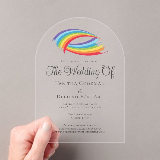 Invitations En Acrylique Beau Rainbow Abstrait Mariage (In situ (ordinateur de poche))