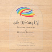 Invitations En Acrylique Beau Rainbow Abstrait Mariage (Recto)