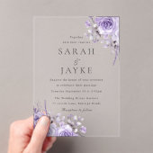 Invitations En Acrylique Beau Violet Roses Mariage élégant (In situ (ordinateur de poche))