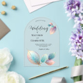 Invitations En Acrylique Beauté Ethérée Soft Tone Whimsical Feuilles Pastel (Insitu (Mariage))